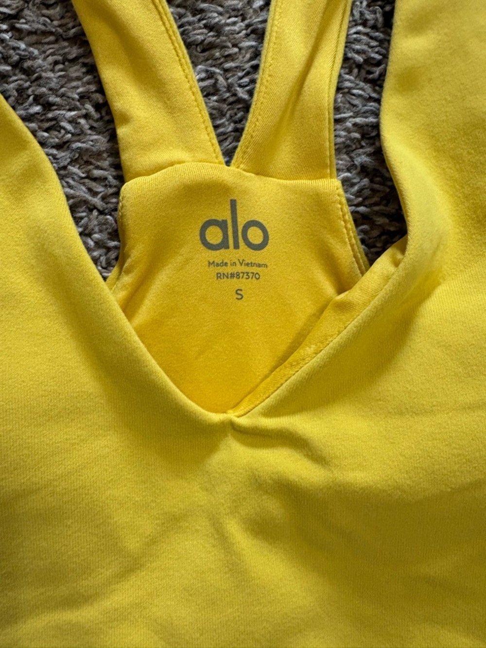 ALO Yoga Airbrush Real Tank Lemon Yellow Racerback Tank Top - Picture 7 of 10